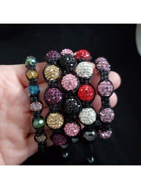 Shambala Style Bracelet Rhinestone Lot of 5